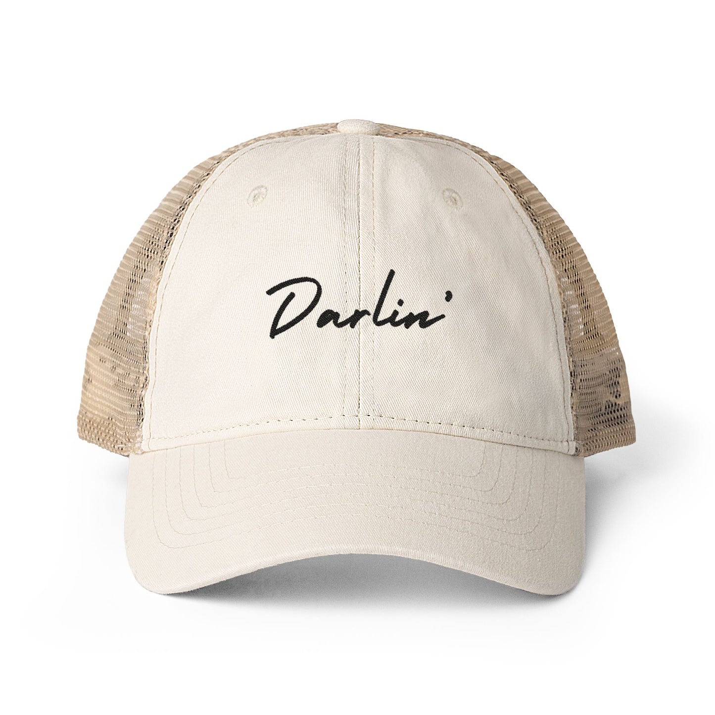 Darlin’ longhorn cowprint Washed Mesh-Back Cap
