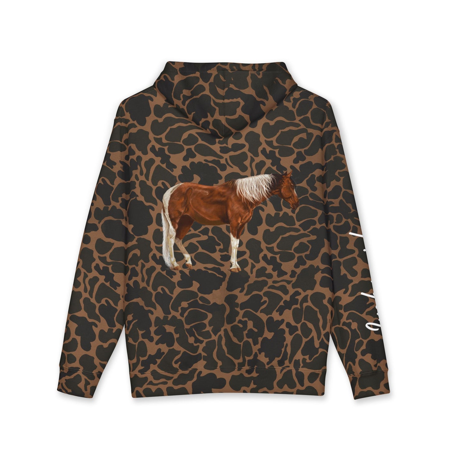 Horse lucky girl Hoodie — Vintage Gray Allover Camo Pullover