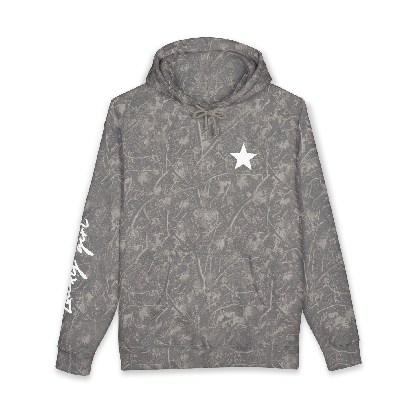 Horse lucky girl Hoodie — Vintage Gray Allover Camo Pullover