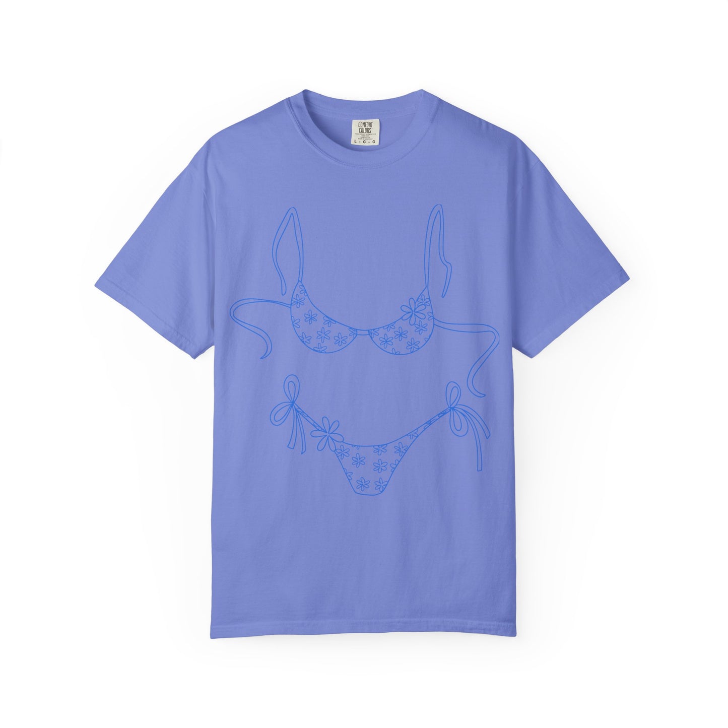 Bikini Line Art T-Shirt — Floral Outline Graphic Tee