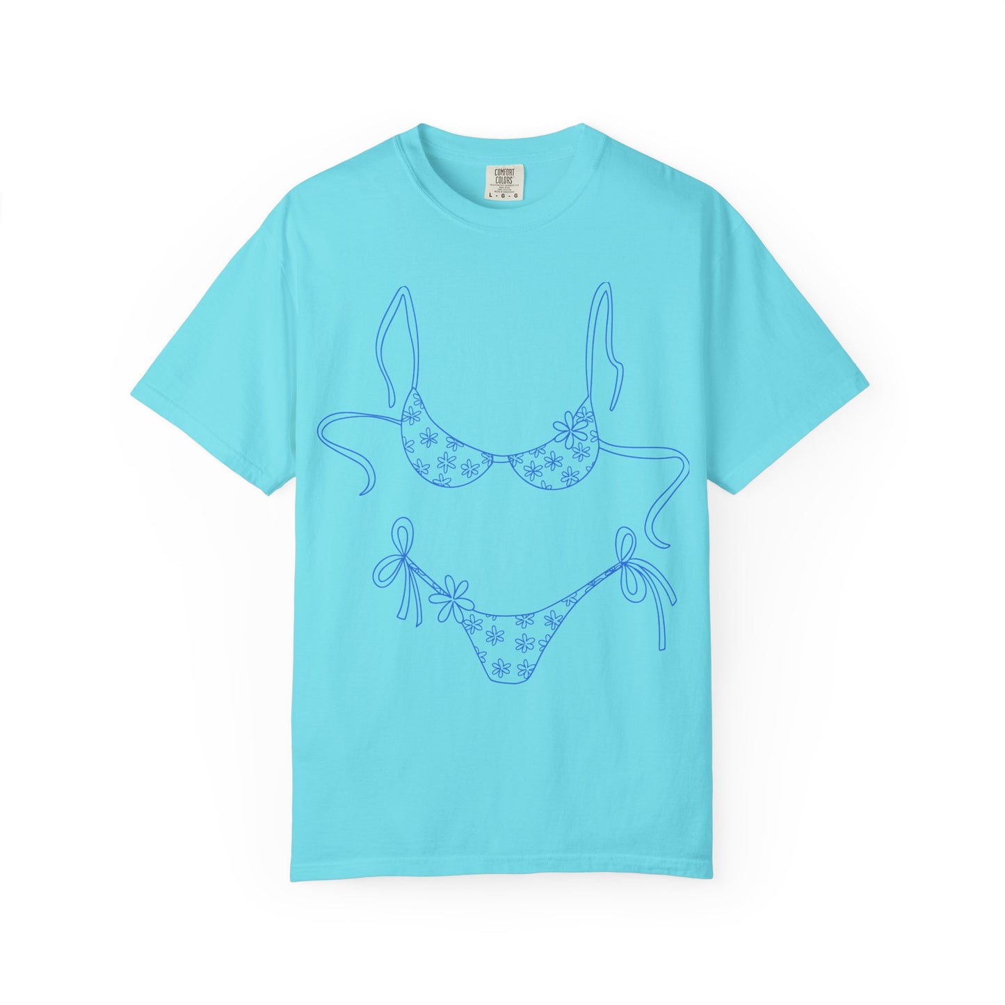 Bikini Line Art T-Shirt — Floral Outline Graphic Tee