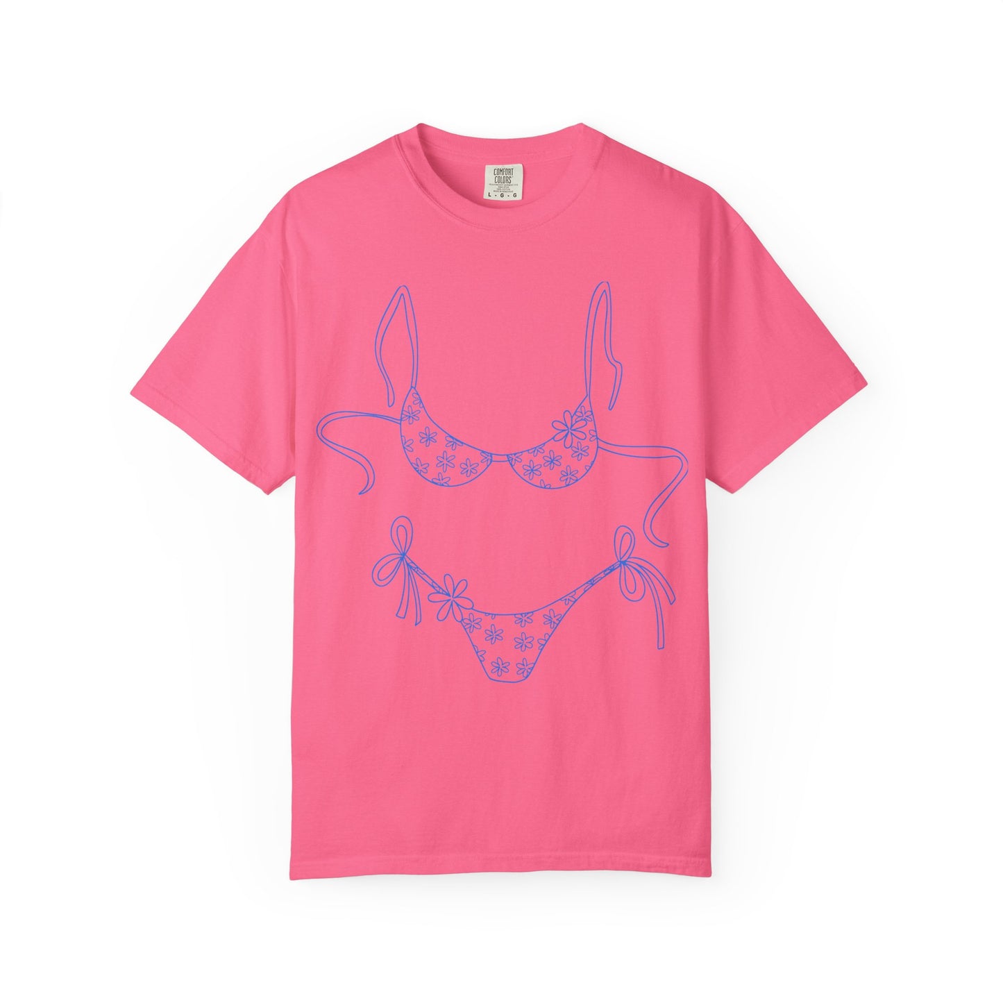 Bikini Line Art T-Shirt — Floral Outline Graphic Tee