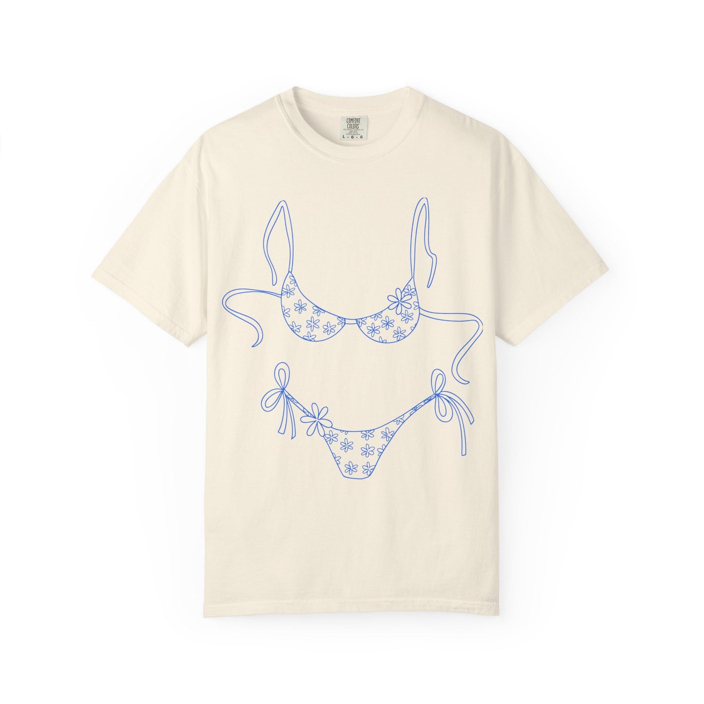 Bikini Line Art T-Shirt — Floral Outline Graphic Tee