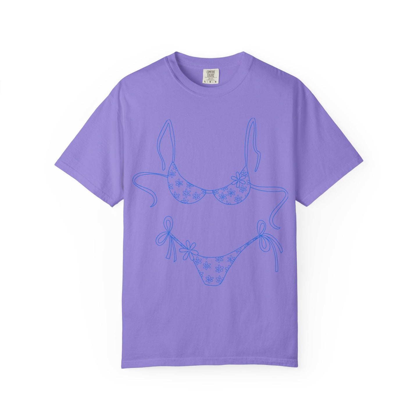 Bikini Line Art T-Shirt — Floral Outline Graphic Tee
