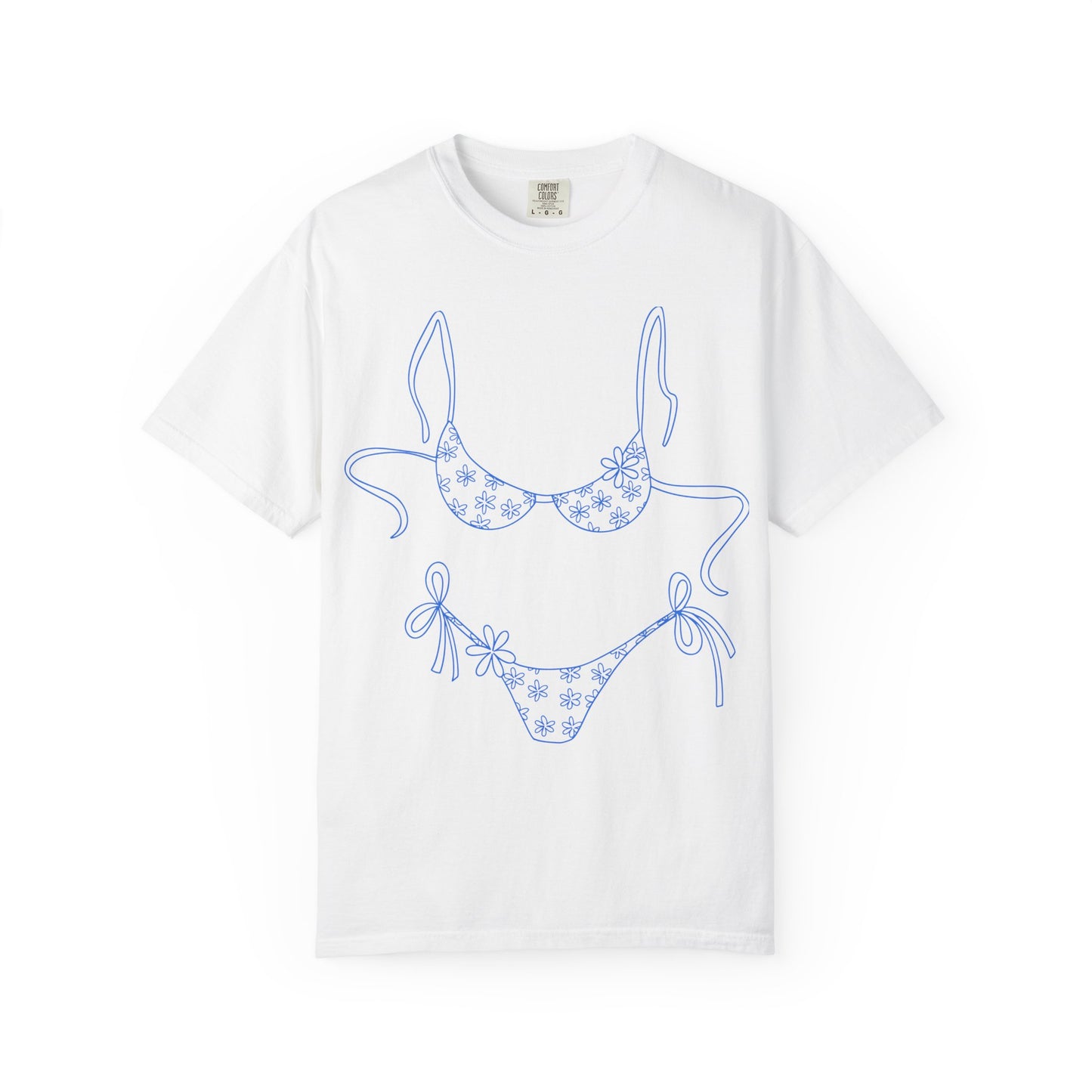 Bikini Line Art T-Shirt — Floral Outline Graphic Tee