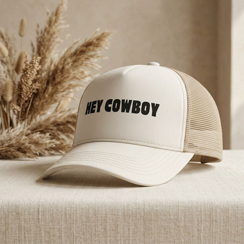 Hey cowboy longhorn cowprint Washed Mesh-Back Cap