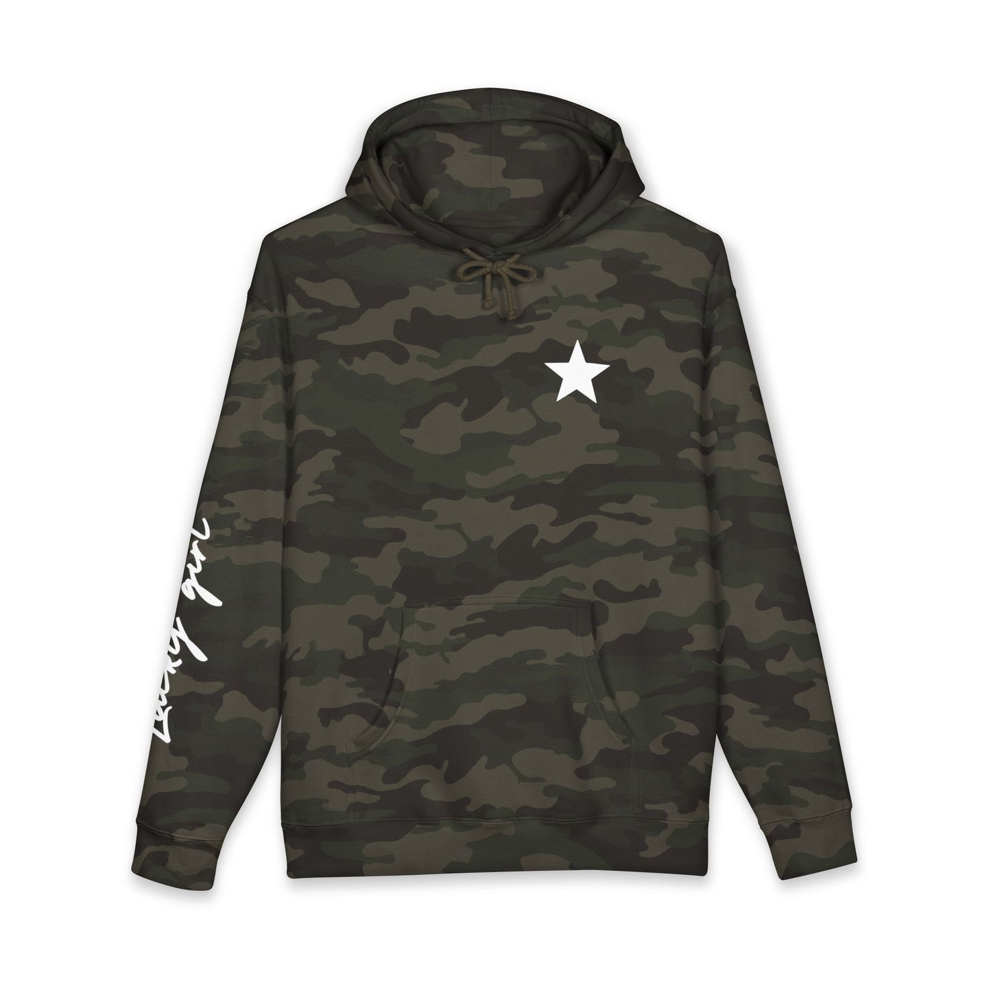 Horse lucky girl Hoodie — Vintage Gray Allover Camo Pullover