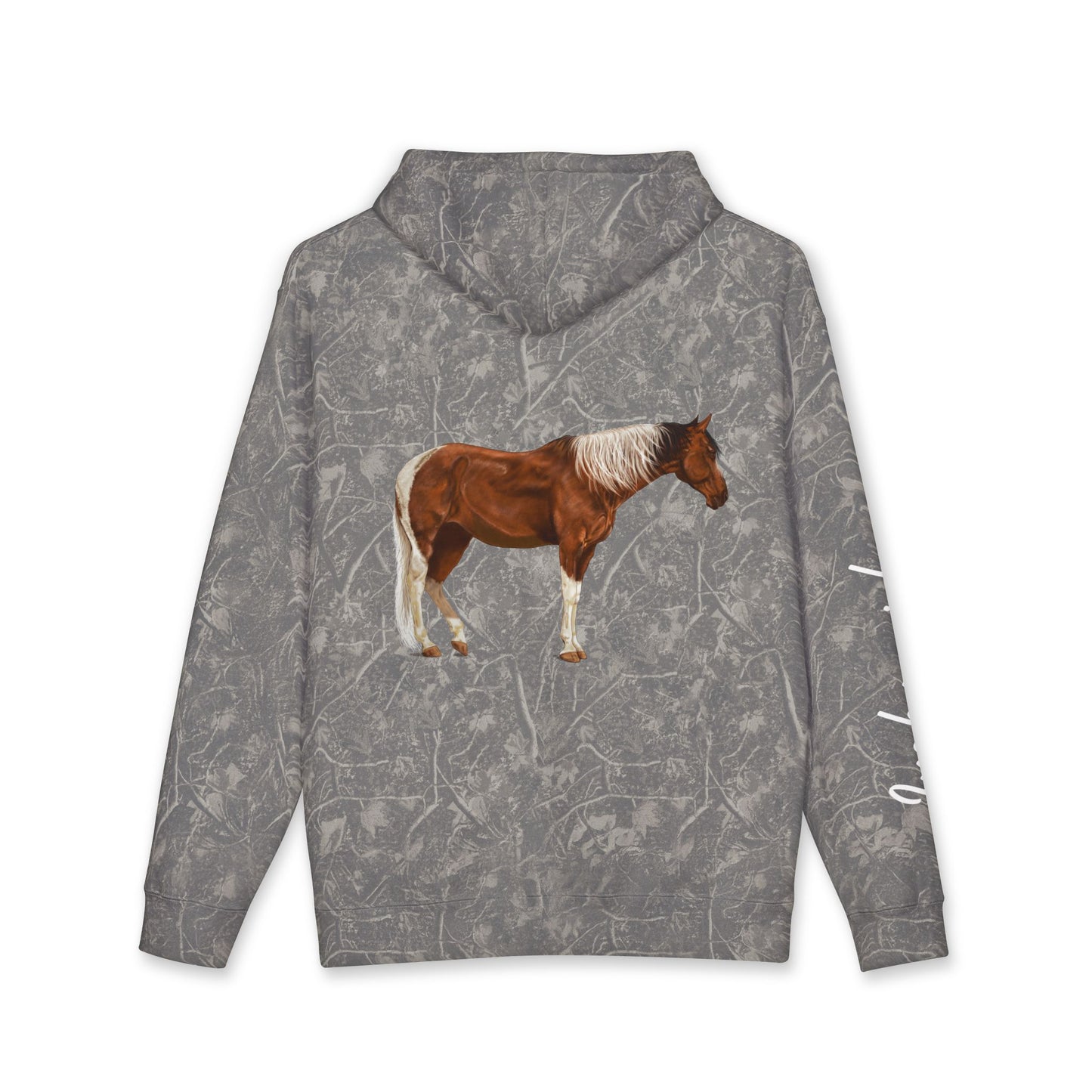 Horse lucky girl Hoodie — Vintage Gray Allover Camo Pullover