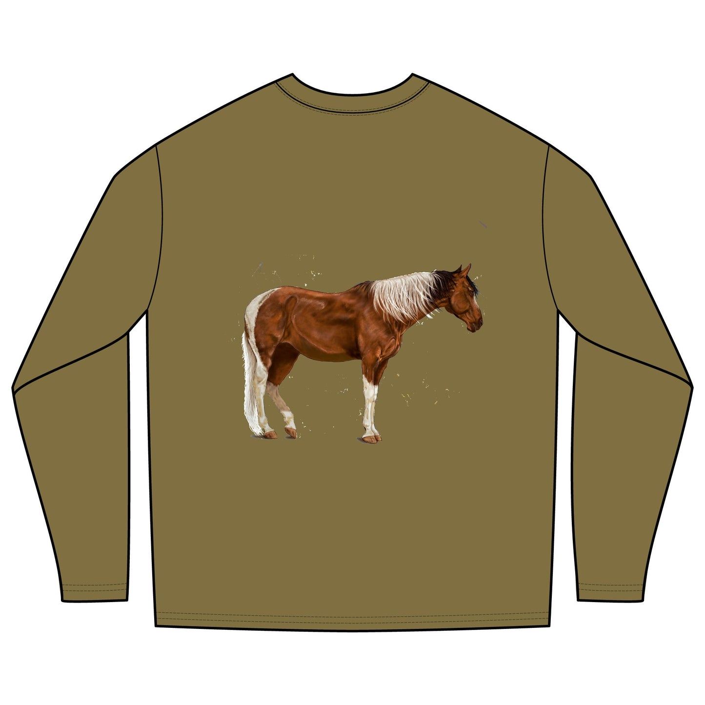 lucky Girl Horse Graphic Long Sleeve Tee — Chestnut Paint Horse Pocket Shirt