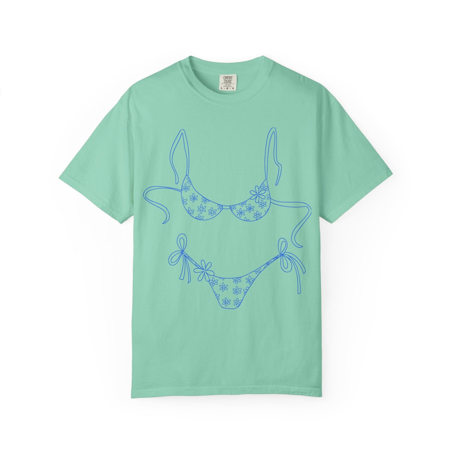 Bikini Line Art T-Shirt — Floral Outline Graphic Tee