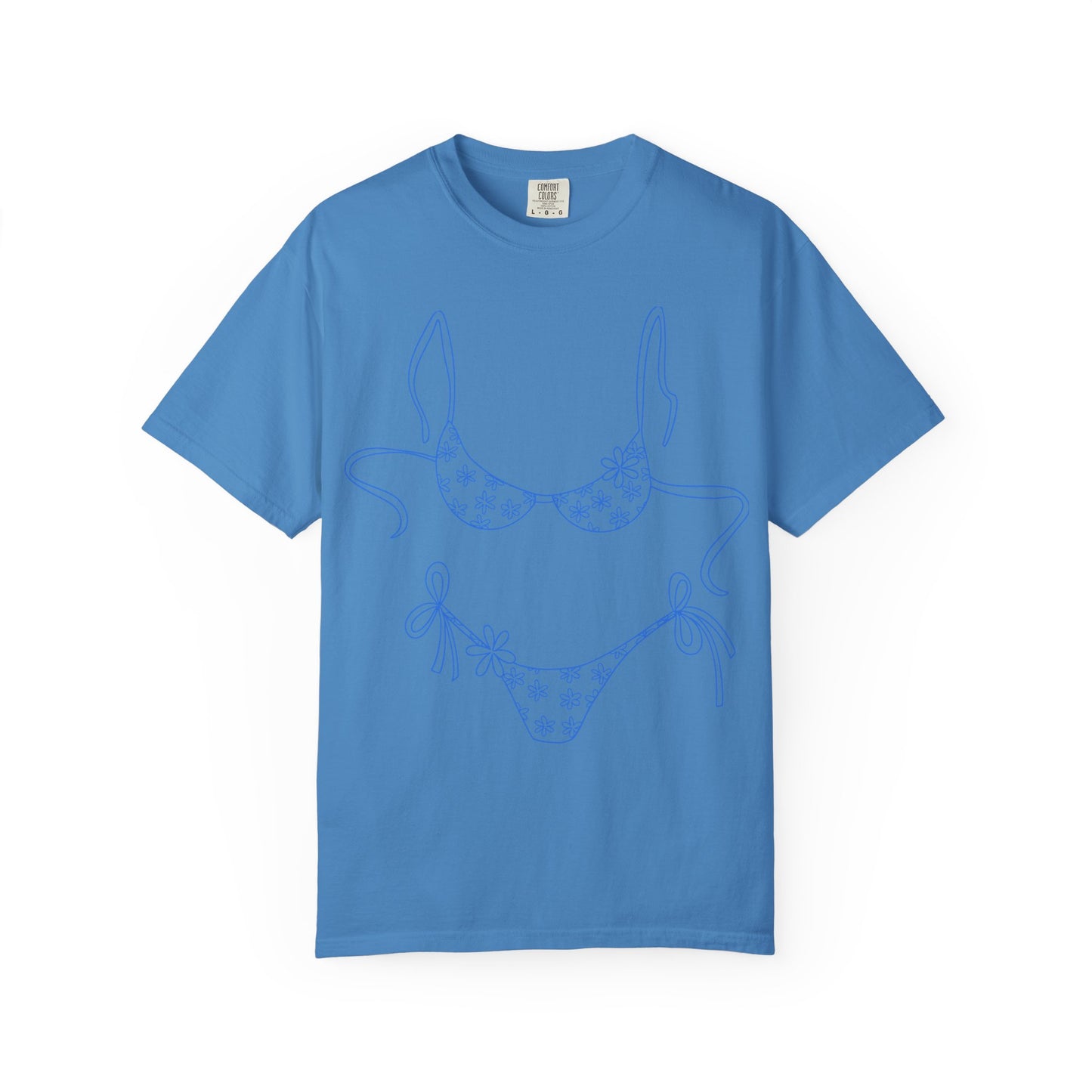 Bikini Line Art T-Shirt — Floral Outline Graphic Tee