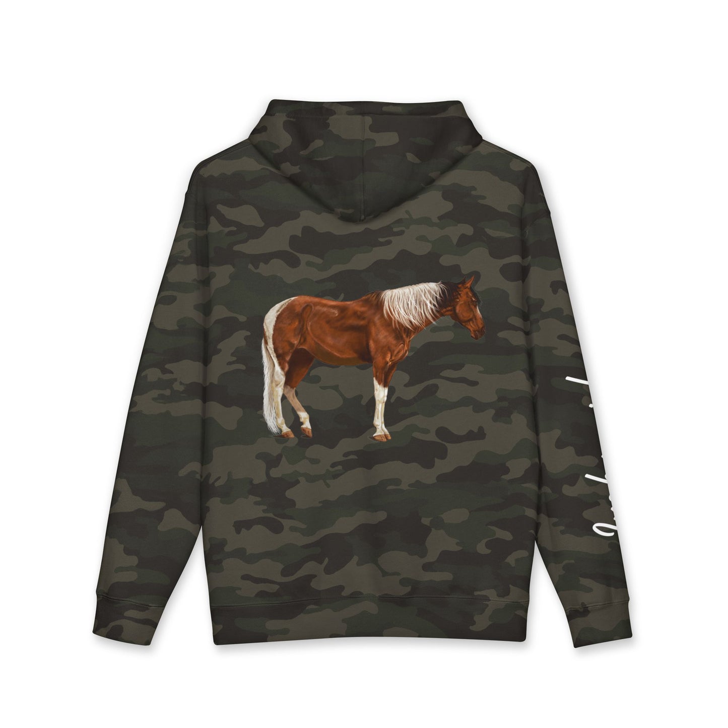 Horse lucky girl Hoodie — Vintage Gray Allover Camo Pullover