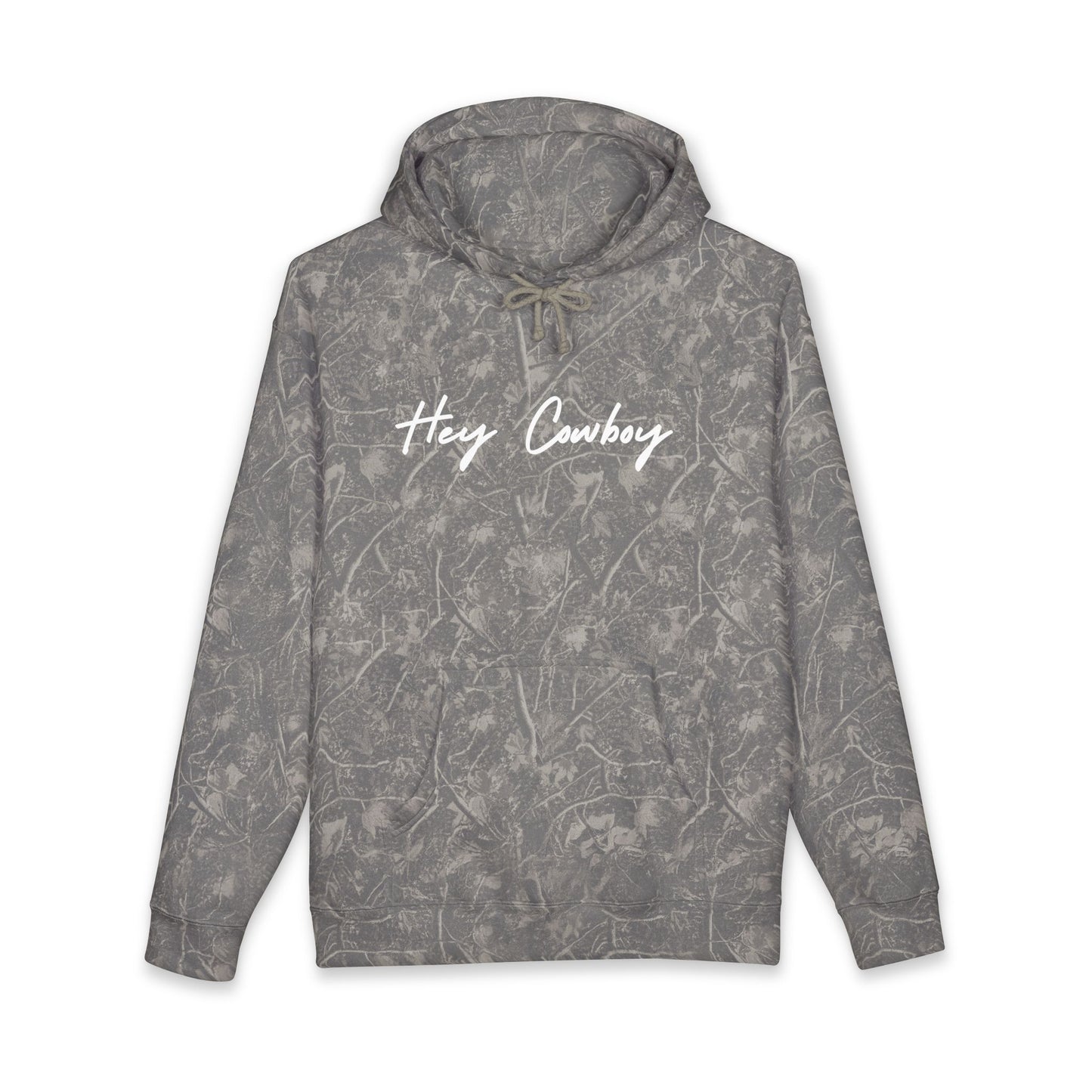 Hey Cowboy Hoodie — Vintage Gray Allover Camo Pullover