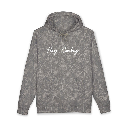 Hey Cowboy Hoodie — Vintage Gray Allover Camo Pullover